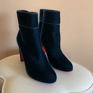 Christian Louboutin Teal Velvet Ankle Boot - Size 7 (maybe 7.5)